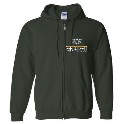 Kamala Harris Indian Roots Hindi Lotus Full Zip Hoodie