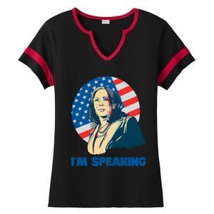 Kamala Harris IM Speaking Iconic Quote Gift Ladies Halftime Notch Neck Tee