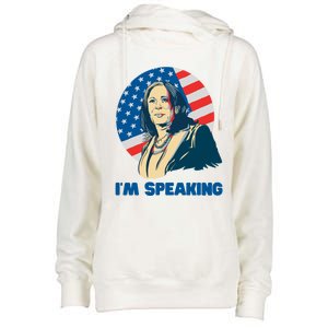 Kamala Harris IM Speaking Iconic Quote Gift Womens Funnel Neck Pullover Hood