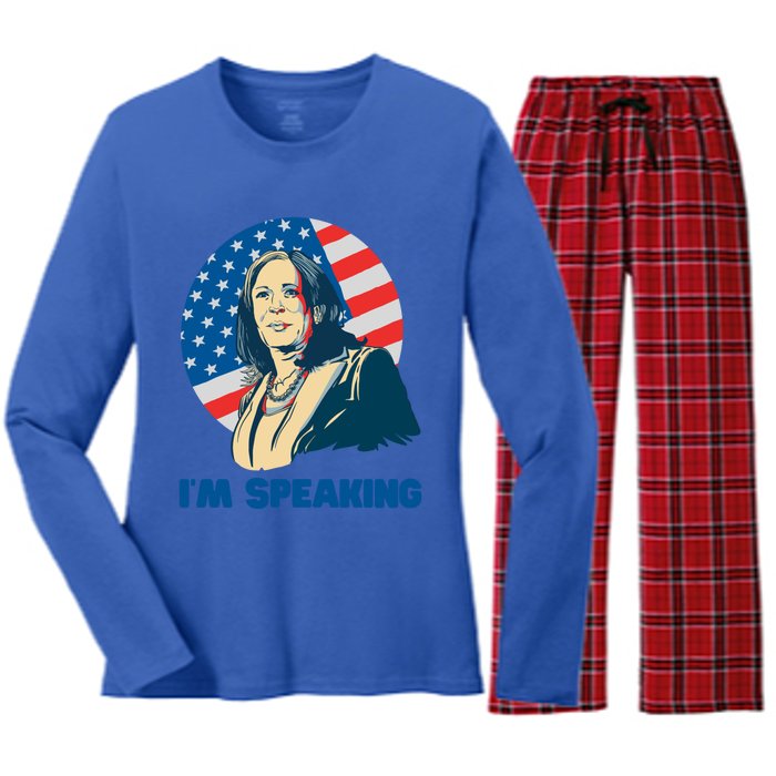 Kamala Harris IM Speaking Iconic Quote Gift Women's Long Sleeve Flannel Pajama Set 