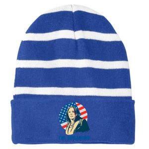 Kamala Harris IM Speaking Iconic Quote Gift Striped Beanie with Solid Band