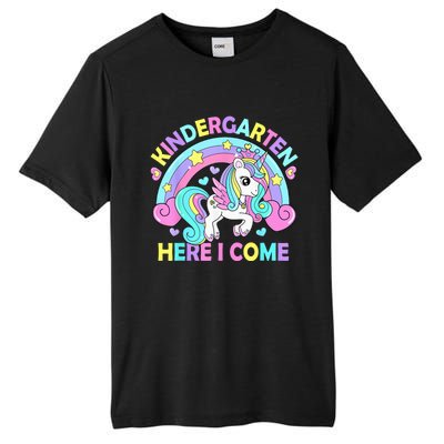 Kindergarten Here I Come Funny Unicorn Girls Back To School Tall Fusion ChromaSoft Performance T-Shirt