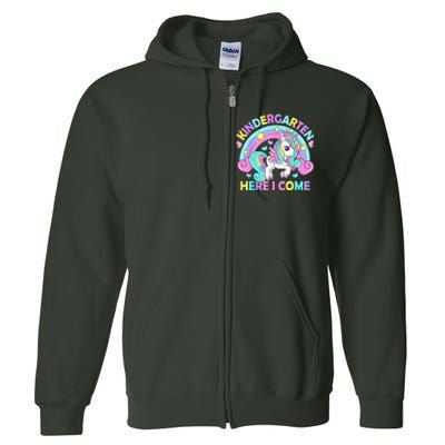 Kindergarten Here I Come Funny Unicorn Girls Back To School Full Zip Hoodie