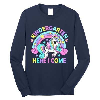 Kindergarten Here I Come Funny Unicorn Girls Back To School Long Sleeve Shirt