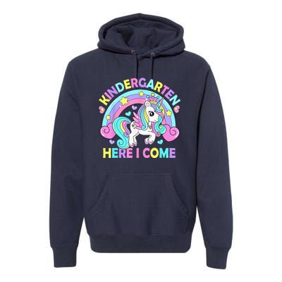 Kindergarten Here I Come Funny Unicorn Girls Back To School Premium Hoodie