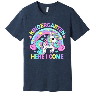 Kindergarten Here I Come Funny Unicorn Girls Back To School Premium T-Shirt