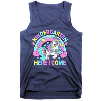 Kindergarten Here I Come Funny Unicorn Girls Back To School Tank Top