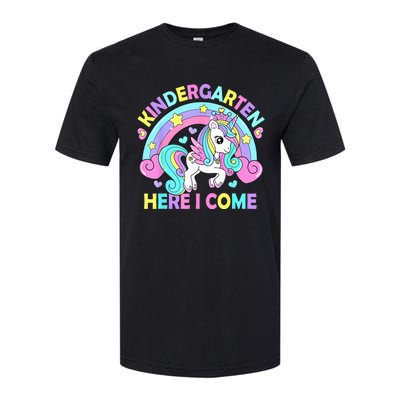 Kindergarten Here I Come Funny Unicorn Girls Back To School Softstyle CVC T-Shirt