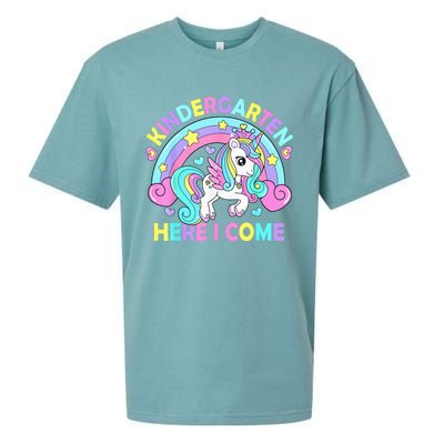 Kindergarten Here I Come Funny Unicorn Girls Back To School Sueded Cloud Jersey T-Shirt