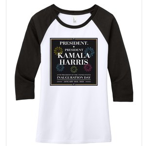 Kamala Harris Inaugurated Women's Tri-Blend 3/4-Sleeve Raglan Shirt