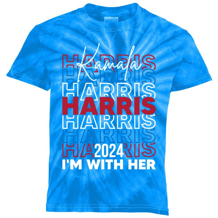 Kamala Harris IM With Her For President 2024 Gift Kids Tie-Dye T-Shirt