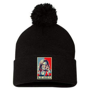 Kamala Harris IM With Her Harris 2024 President Election Pom Pom 12in Knit Beanie