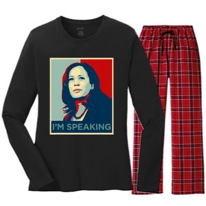 Kamala Harris Im Speaking Quote Women's Long Sleeve Flannel Pajama Set 