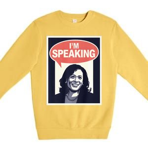 Kamala Harris IM Speaking 2024 First Female President Premium Crewneck Sweatshirt