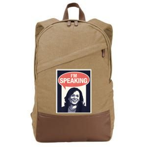 Kamala Harris IM Speaking 2024 First Female President Cotton Canvas Backpack