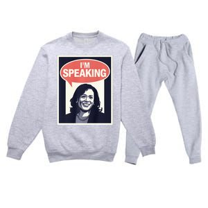 Kamala Harris IM Speaking 2024 First Female President Premium Crewneck Sweatsuit Set