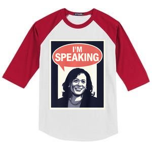 Kamala Harris IM Speaking 2024 First Female President Kids Colorblock Raglan Jersey