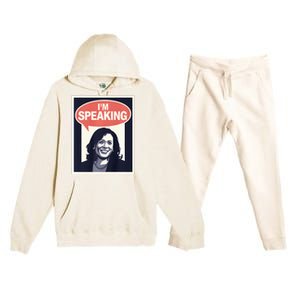 Kamala Harris IM Speaking 2024 First Female President Premium Hooded Sweatsuit Set