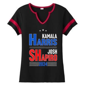 Kamala Harris Josh Shapiro 2024 Funny Harris Shapiro 24 Ladies Halftime Notch Neck Tee