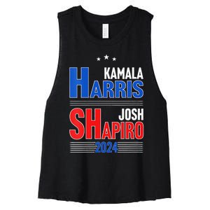 Kamala Harris Josh Shapiro 2024 Funny Harris Shapiro 24 Women's Racerback Cropped Tank