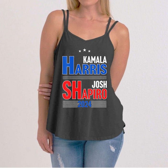 Kamala Harris Josh Shapiro 2024 Funny Harris Shapiro 24 Women's Strappy Tank