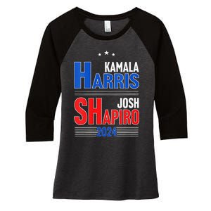 Kamala Harris Josh Shapiro 2024 Funny Harris Shapiro 24 Women's Tri-Blend 3/4-Sleeve Raglan Shirt