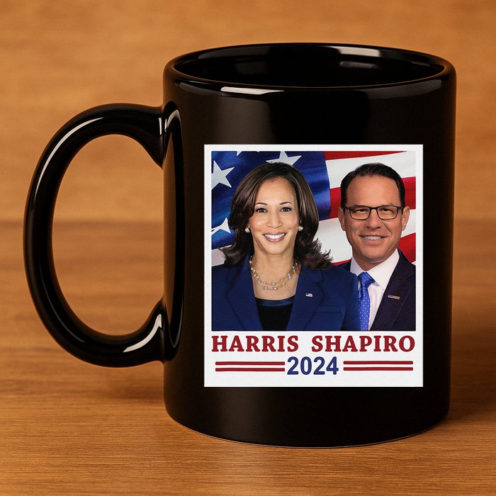 Kamala Harris Josh Shapiro 2024 President Campaign Vp 11oz C Handle Ceramic Mug