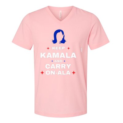 Kamala Harris Keep Kamala And Carry Onala Democrat Liberal V-Neck T-Shirt