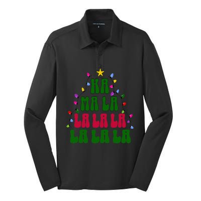 Kamala Harris Ka Ma La La La Christmas Tree Xmas Carol Silk Touch Performance Long Sleeve Polo