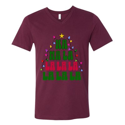 Kamala Harris Ka Ma La La La Christmas Tree Xmas Carol V-Neck T-Shirt