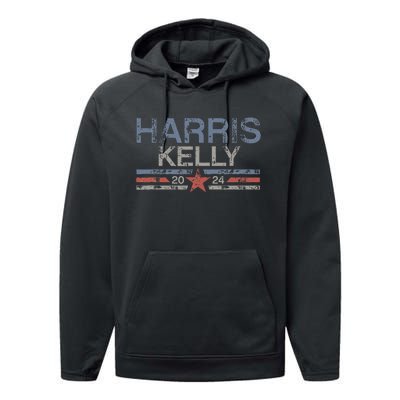 Kamala Harris Kelly 2024 Retro Grunge Harris Kelly 2024 Performance Fleece Hoodie