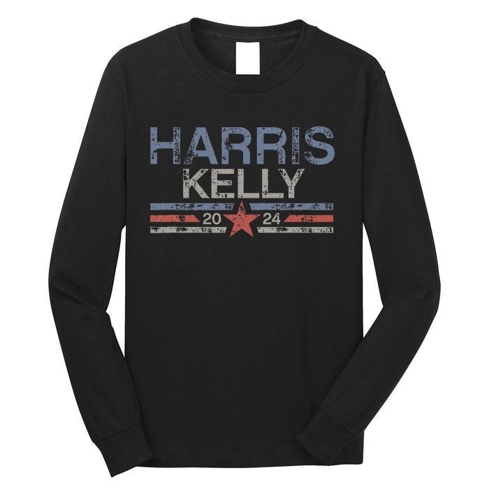 Kamala Harris Kelly 2024 Retro Grunge Harris Kelly 2024 Long Sleeve Shirt