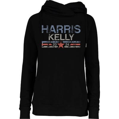 Kamala Harris Kelly 2024 Retro Grunge Harris Kelly 2024 Womens Funnel Neck Pullover Hood