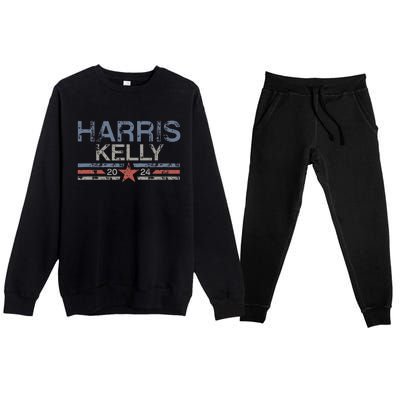 Kamala Harris Kelly 2024 Retro Grunge Harris Kelly 2024 Premium Crewneck Sweatsuit Set