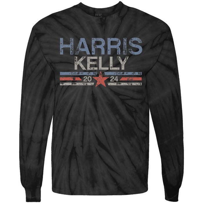 Kamala Harris Kelly 2024 Retro Grunge Harris Kelly 2024 Tie-Dye Long Sleeve Shirt