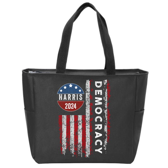 Kamala Harris Kamala 2024 Us Flag Democratic President Zip Tote Bag