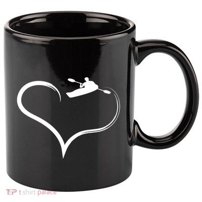 Kayaking Heart Kayak Gift 11oz C Handle Ceramic Mug
