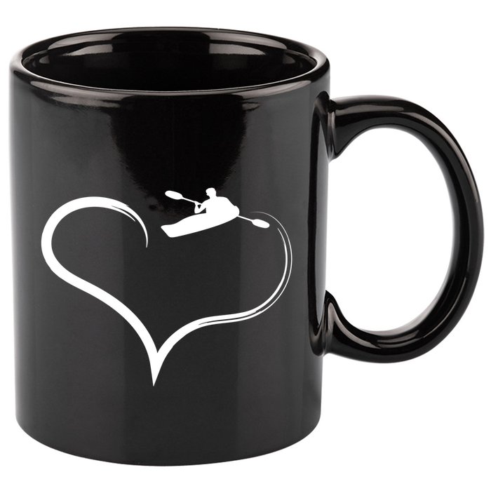 Kayaking Heart Kayak Gift 11oz C Handle Ceramic Mug