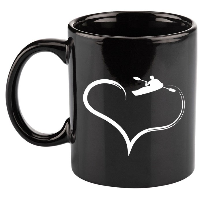 Kayaking Heart Kayak Gift 11oz C Handle Ceramic Mug