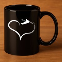 Kayaking Heart Kayak Gift 11oz C Handle Ceramic Mug
