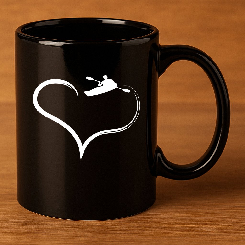 Kayaking Heart Kayak Gift 11oz C Handle Ceramic Mug