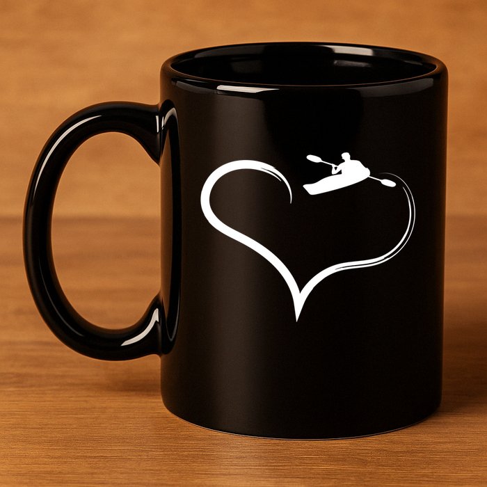 Kayaking Heart Kayak Gift 11oz C Handle Ceramic Mug