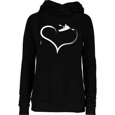 Kayaking Heart Kayak Gift Womens Funnel Neck Pullover Hood