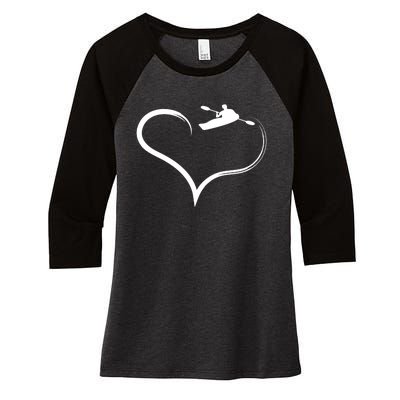 Kayaking Heart Kayak Gift Women's Tri-Blend 3/4-Sleeve Raglan Shirt