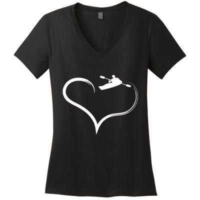 Kayaking Heart Kayak Gift Women's V-Neck T-Shirt