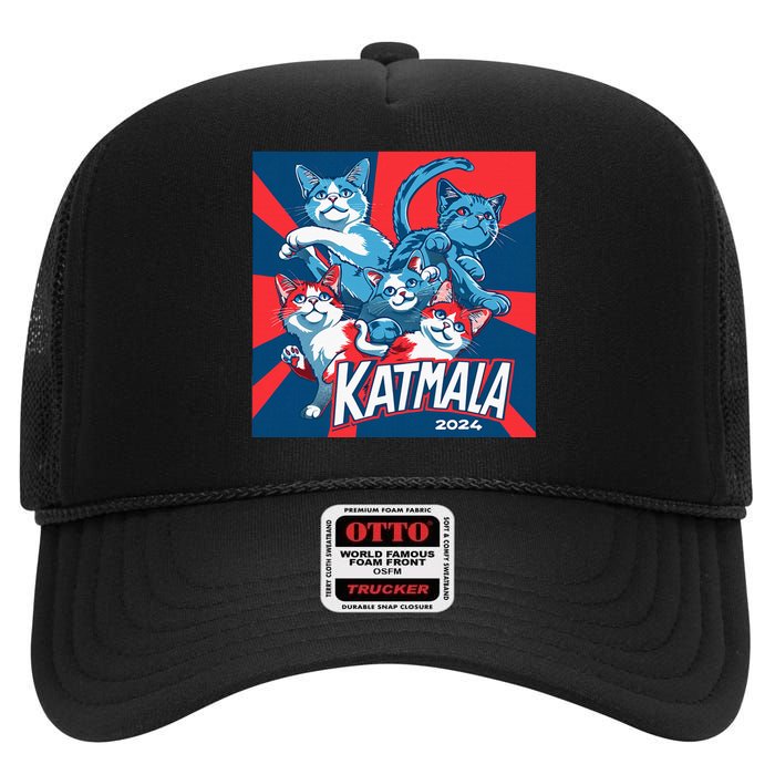 Kamala Harris Katmala Election Sneakers President Cat Lady High Crown Mesh Back Trucker Hat