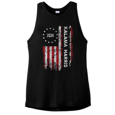 Kamala Harris Kamala 2024 Us Flag Democratic President Ladies PosiCharge Tri-Blend Wicking Tank