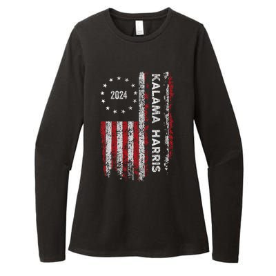 Kamala Harris Kamala 2024 Us Flag Democratic President Womens CVC Long Sleeve Shirt