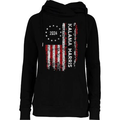 Kamala Harris Kamala 2024 Us Flag Democratic President Womens Funnel Neck Pullover Hood