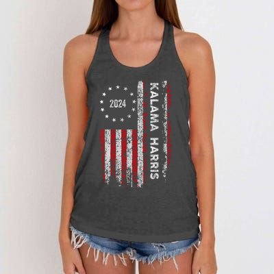 Kamala Harris Kamala 2024 Us Flag Democratic President Women's Knotted Racerback Tank